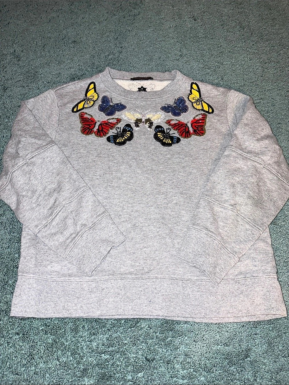 Alexander McQueen Sequined Butterflies Sweatshirt Gray Sweatshirt